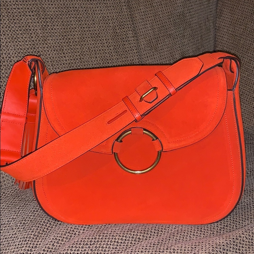 Orange Suede Tory Burch tassel bag